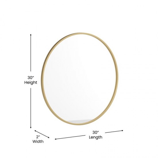 Gold 30" Round Wall Mirror