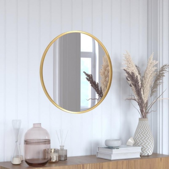 Gold 24" Round Wall Mirror