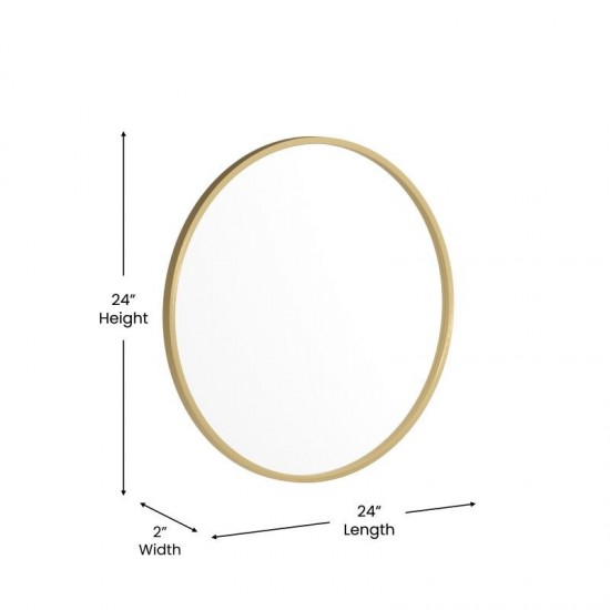 Gold 24" Round Wall Mirror