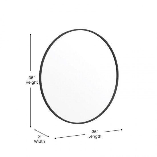 Black 36" Round Wall Mirror