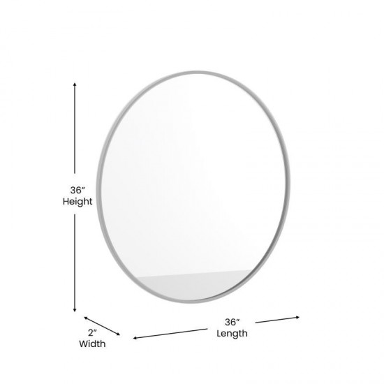 Silver 36" Round Wall Mirror