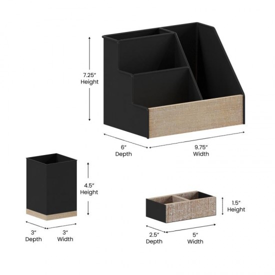 3PC Black Organizer Set