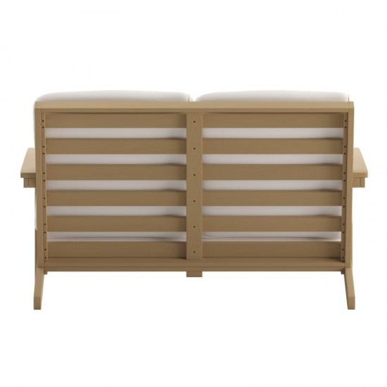 Brown/Cream Loveseat-Cushions