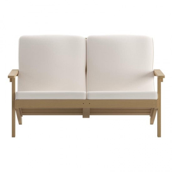 Brown/Cream Loveseat-Cushions