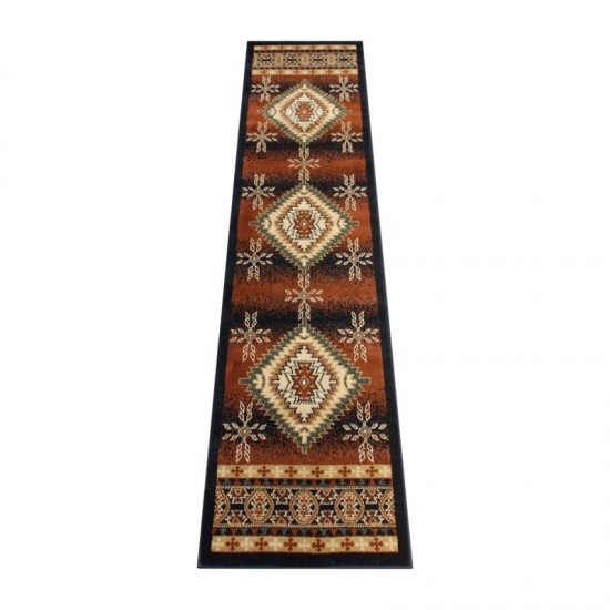 Black 2x7 Southwest Area Rug