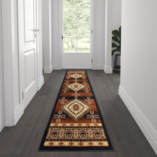 Black 2x7 Southwest Area Rug