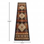 Black 2x7 Southwest Area Rug