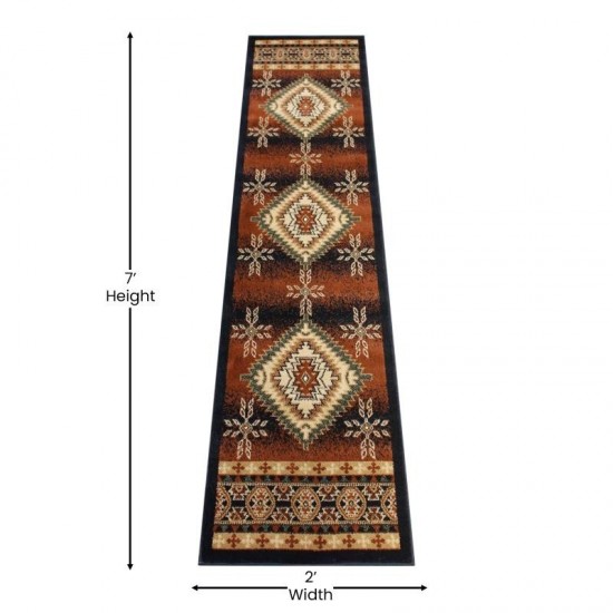 Black 2x7 Southwest Area Rug