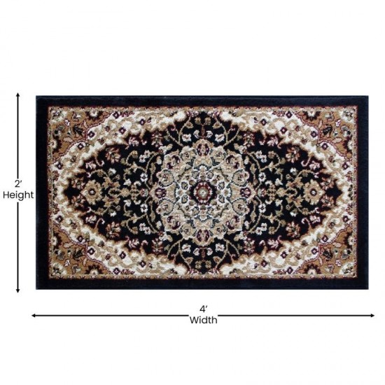 Black 2x3 Persian Area Rug