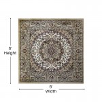 Ivory 5x5 Persian Area Rug