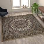 Ivory 7x7 Persian Area Rug