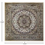 Ivory 7x7 Persian Area Rug