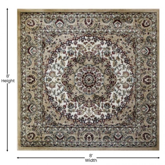 Ivory 7x7 Persian Area Rug