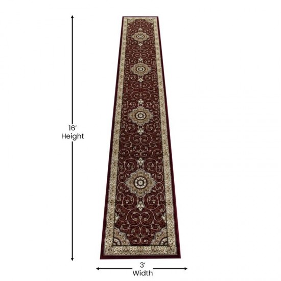 Burgundy 3x15 Persian Area Rug