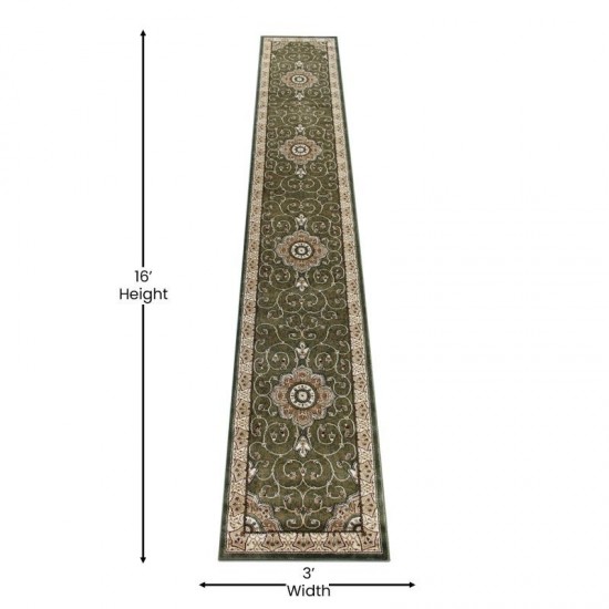 Green 3x15 Persian Area Rug