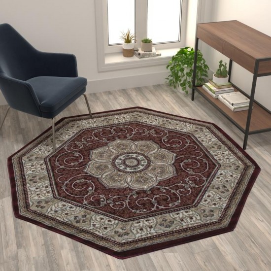 Burgundy 5x5 Persian Area Rug