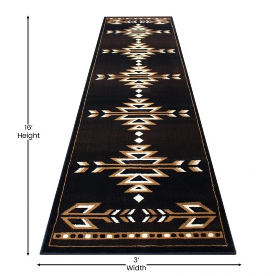 Brown 3x16 Southwest Area Rug