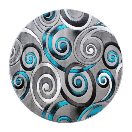 Turquoise 6x6 Swirl Area Rug