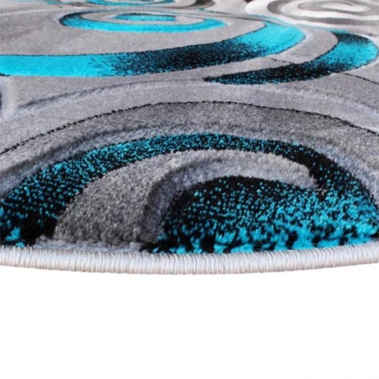 Turquoise 6x6 Swirl Area Rug