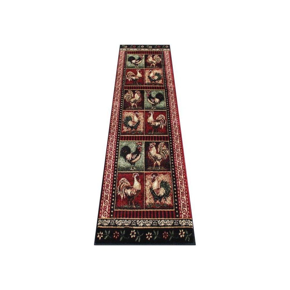 Black 2x7 Rooster Area Rug