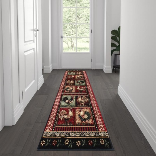 Black 2x7 Rooster Area Rug