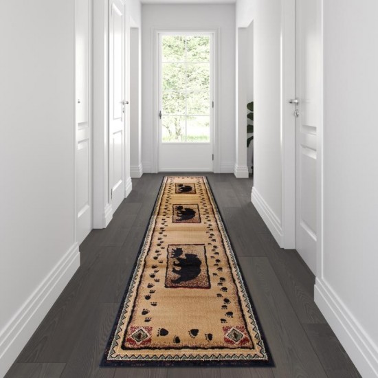 Brown 2' x 10' Bear Area Rug