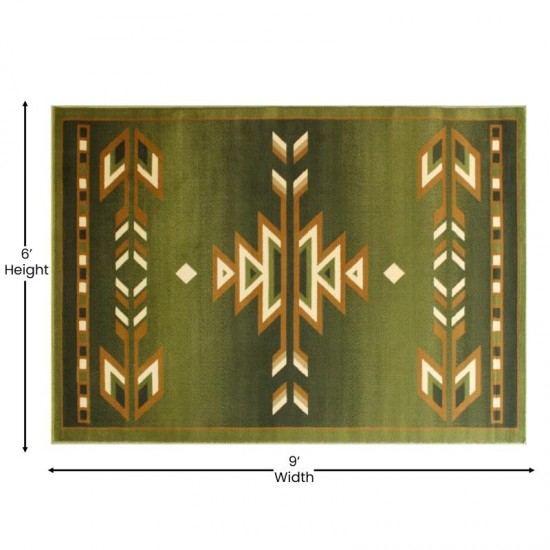 Green 6x9 Southwest Area Rug