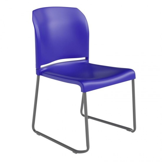 Blue Plastic Sled Stack Chair