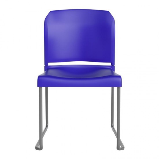 Blue Plastic Sled Stack Chair