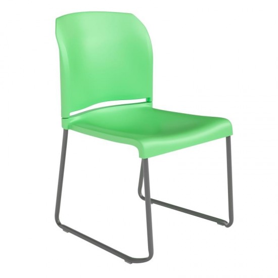 Green Plastic Sled Stack Chair