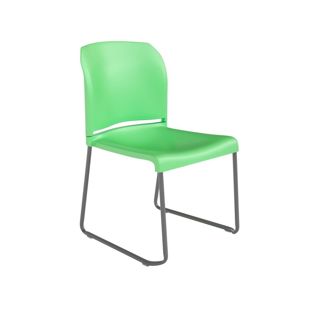 Green Plastic Sled Stack Chair