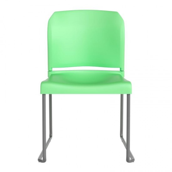 Green Plastic Sled Stack Chair