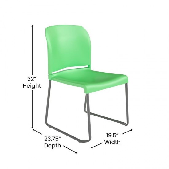 Green Plastic Sled Stack Chair