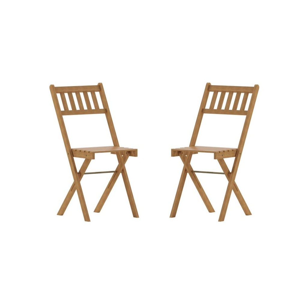 2PK Natural Acacia Wood Chairs