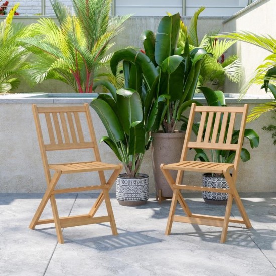 2PK Natural Acacia Wood Chairs