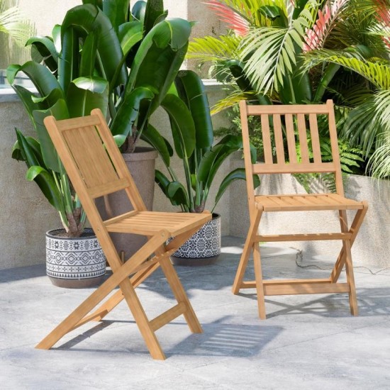 2PK Natural Acacia Wood Chairs