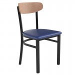 Wright Commercial Blue Vinyl/Wood Back Dining Chair