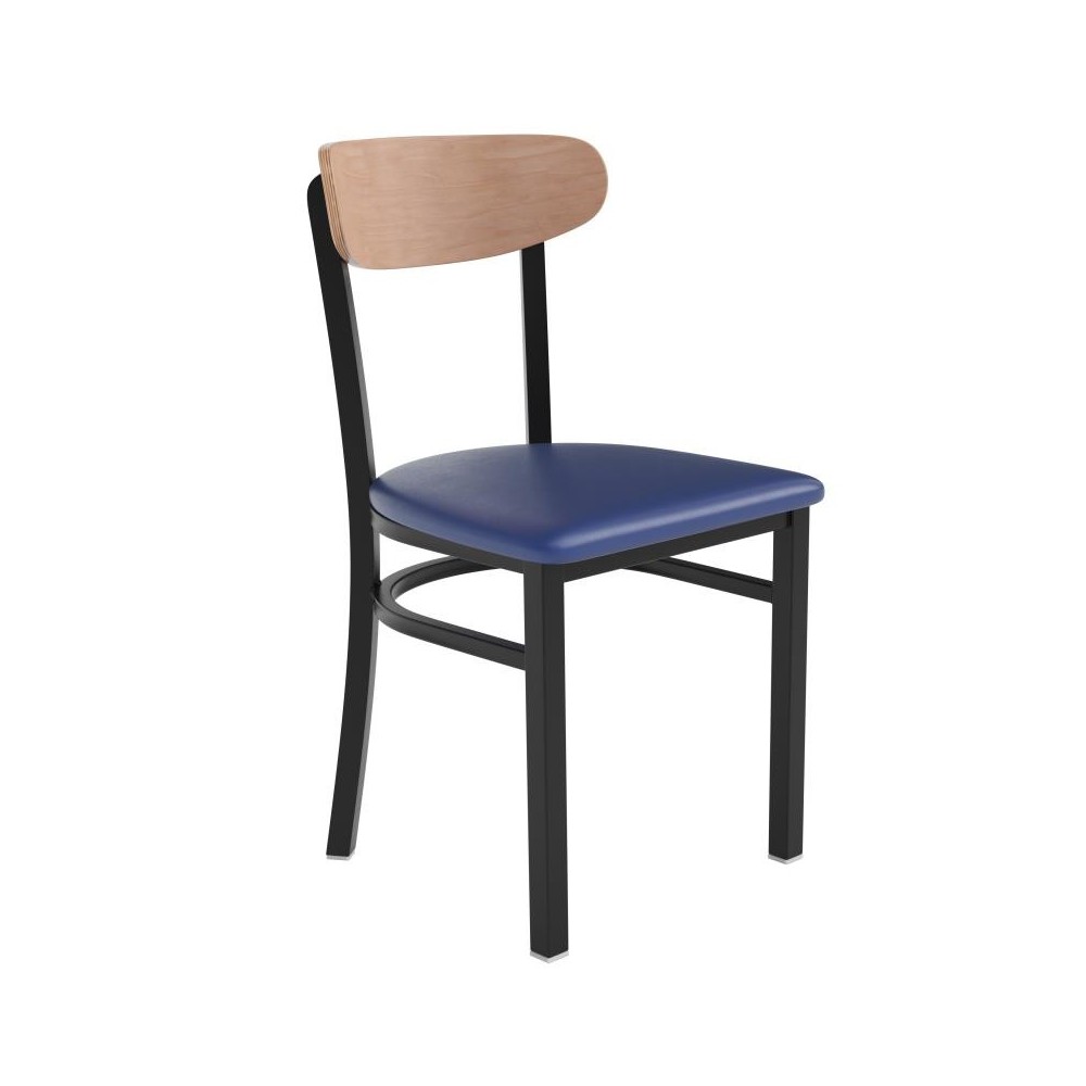 Wright Commercial Blue Vinyl/Wood Back Dining Chair