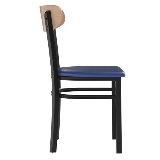 Wright Commercial Blue Vinyl/Wood Back Dining Chair