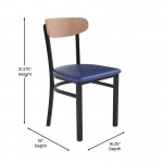 Wright Commercial Blue Vinyl/Wood Back Dining Chair