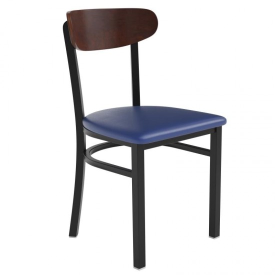 Wright Commercial Dining Chair Blue Vinyl/Wood Back