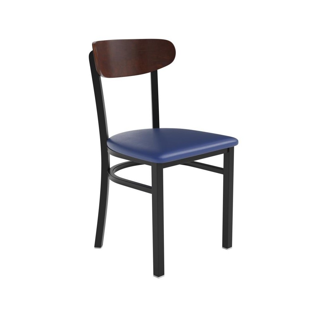 Wright Commercial Dining Chair Blue Vinyl/Wood Back