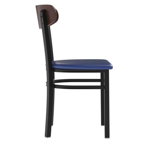 Wright Commercial Dining Chair Blue Vinyl/Wood Back