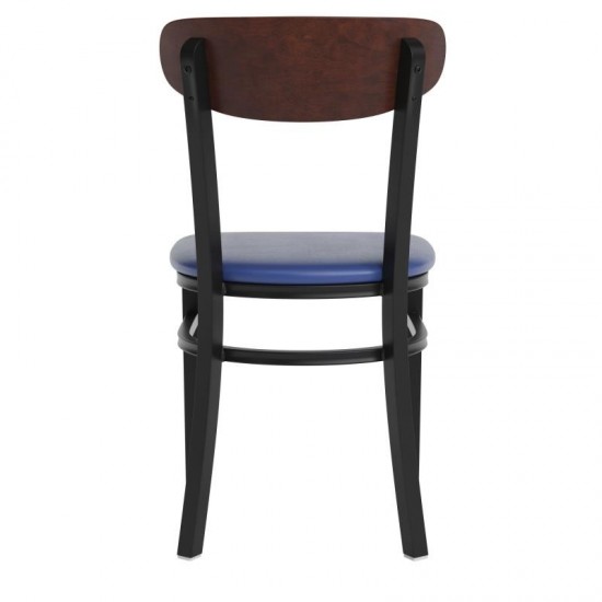 Wright Commercial Dining Chair Blue Vinyl/Wood Back