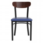 Wright Commercial Dining Chair Blue Vinyl/Wood Back