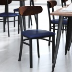 Wright Commercial Dining Chair Blue Vinyl/Wood Back