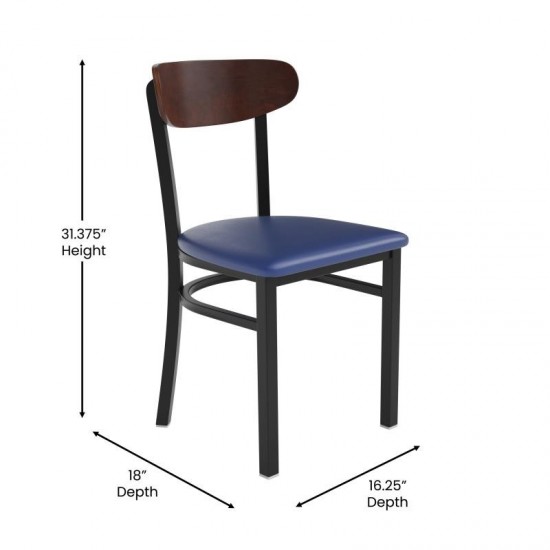 Wright Commercial Dining Chair Blue Vinyl/Wood Back