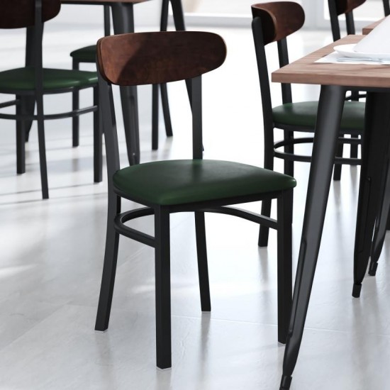 Wright Commercial Green Vinyl/Wood Back Dining Chair