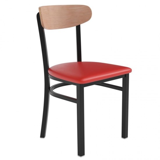 Wright Commercial Red Vinyl/Wood Back Chair