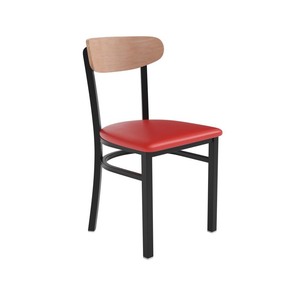 Wright Commercial Red Vinyl/Wood Back Chair